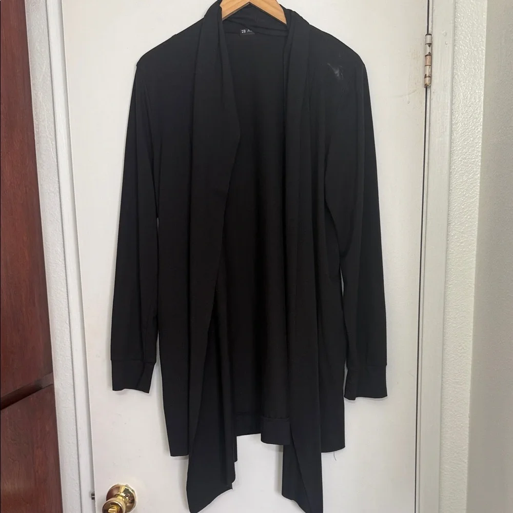 Allegra K Elegant Black Draped Cardigan